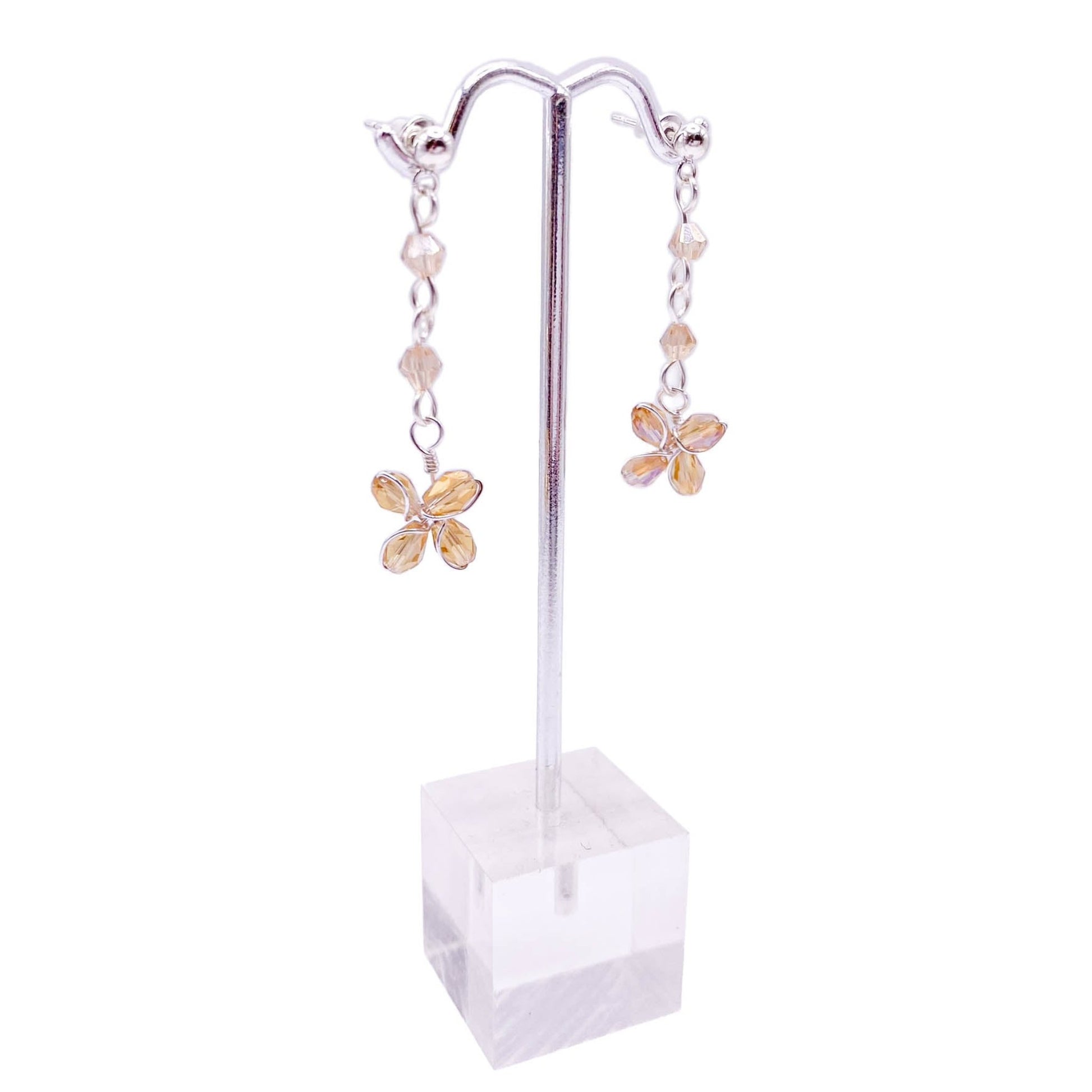 Peach butterfly silver earrings