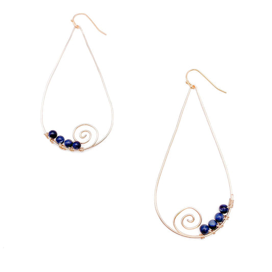 Blue jade gold teardrop earrings