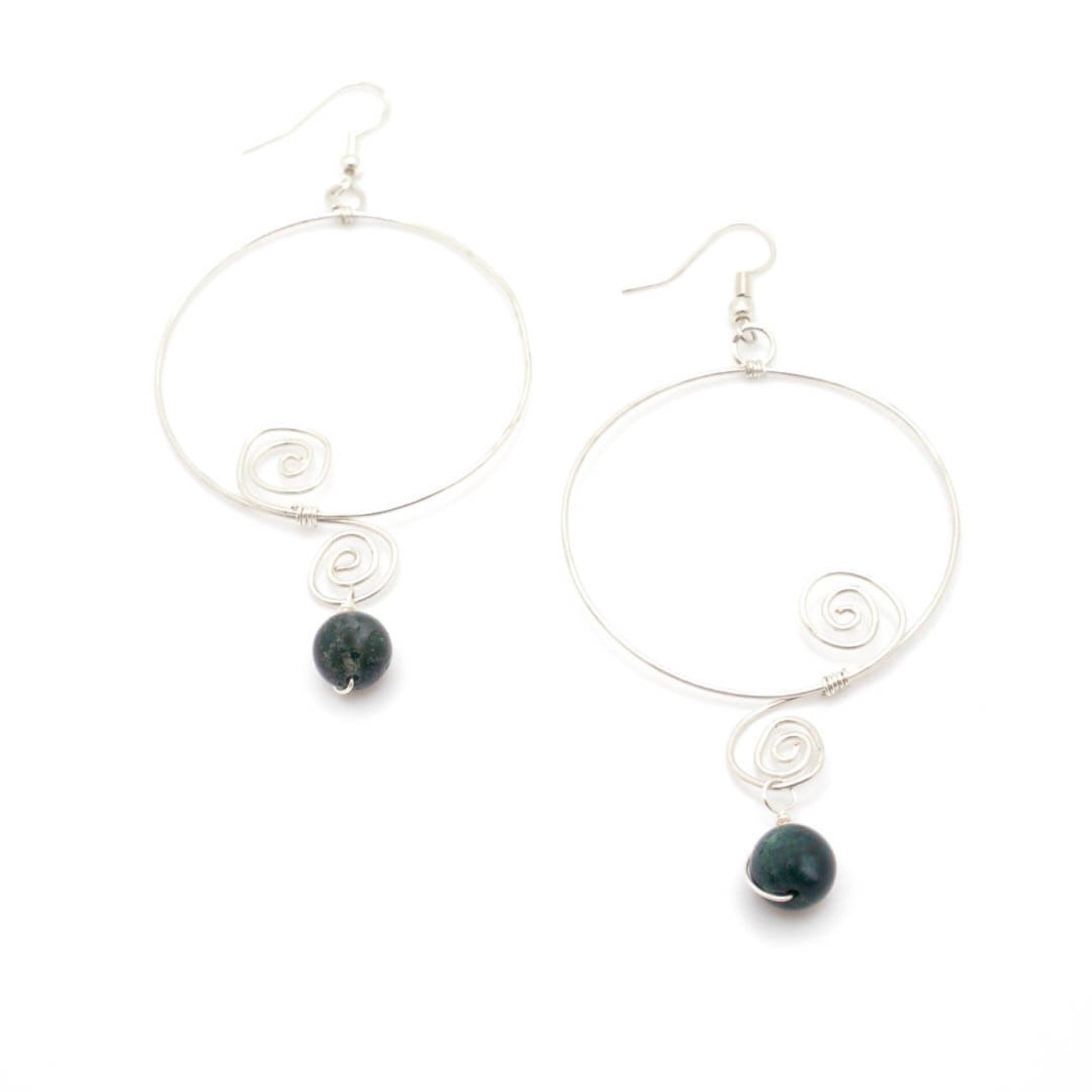 Green jade sterling silver earrings