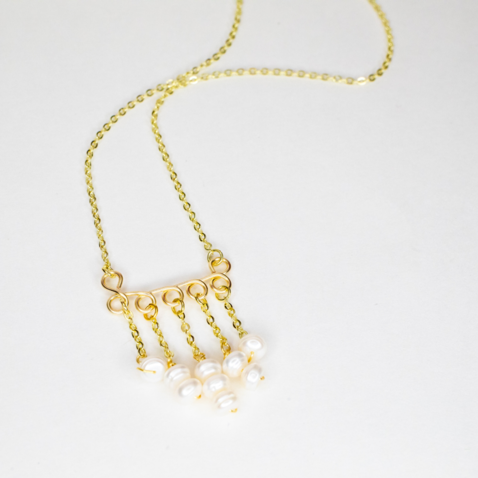 Freshwater pearl gold necklace